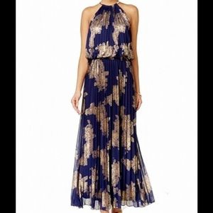 STUNNING Navy and Gold Maxi Dress by MSK